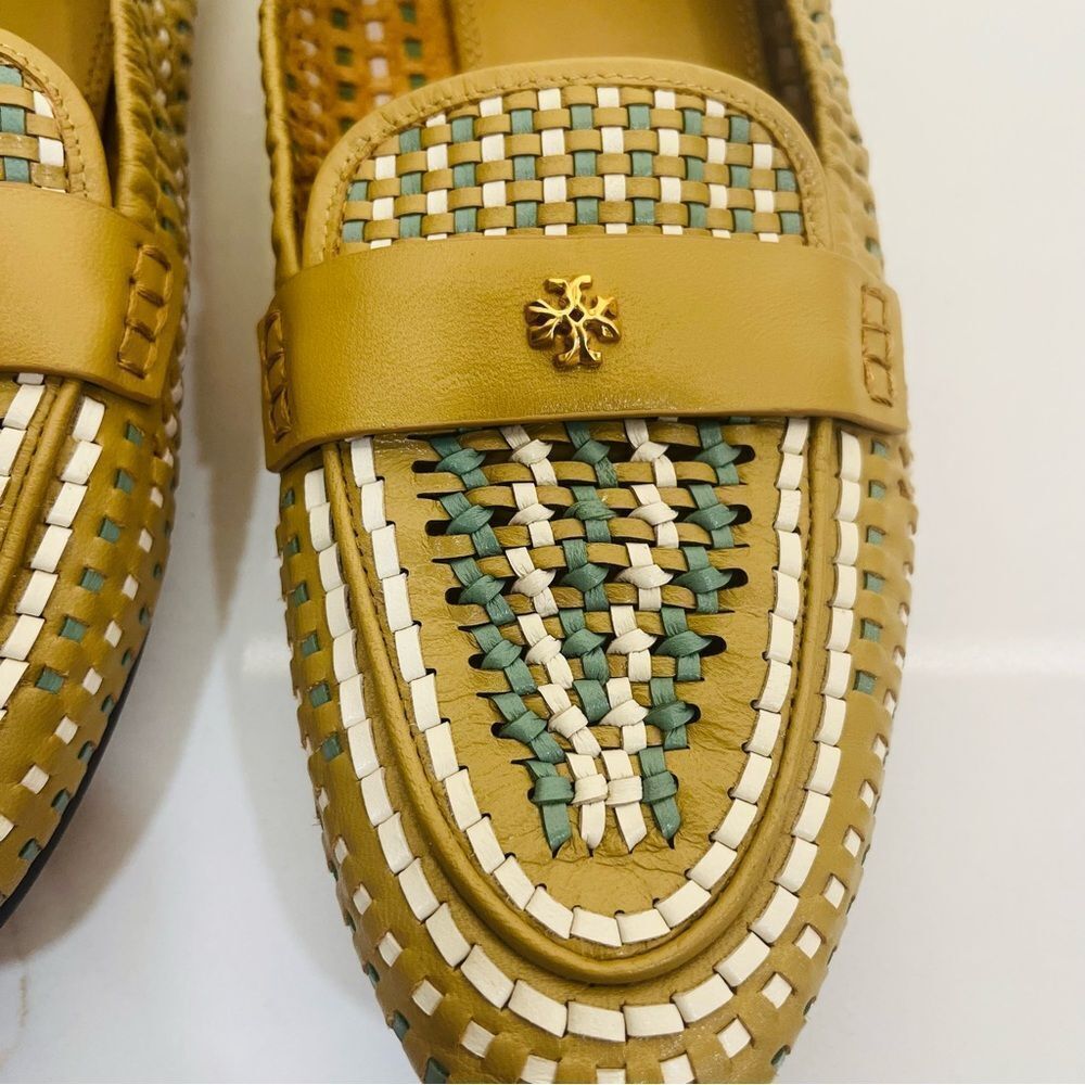 Tory Burch Tan & Teal Woven Flats - Picture 5 of 12